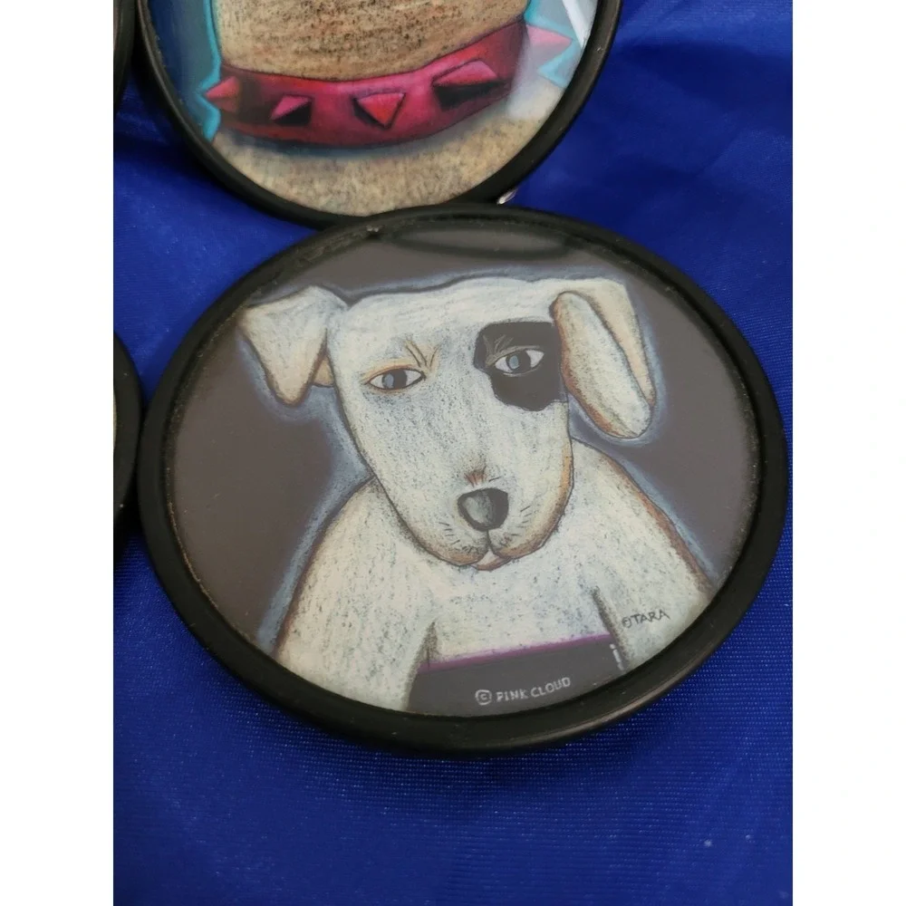 Dog Coasters Set of 4 Puppies Drinks Coasters for Coffee Table